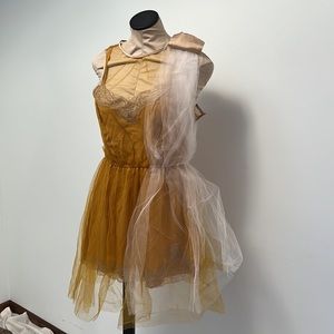 Gold chiffon slip dress